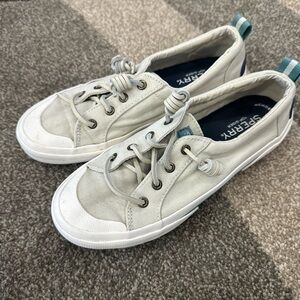 Sperry Women's Casual Canvas Flats - beige and White